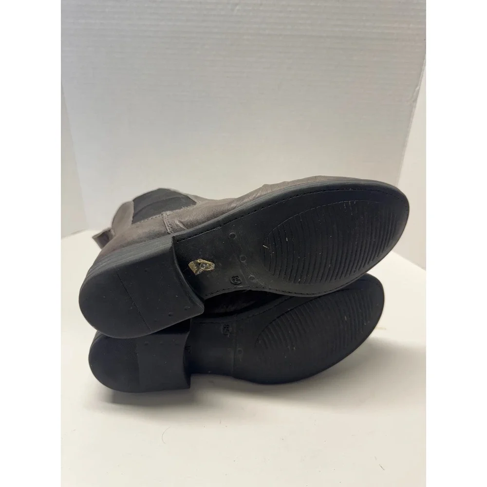 Miz Mooz Lissie Antique Grey Ruched‎ Leather Chelsea Ankle Boots Womens 8.5